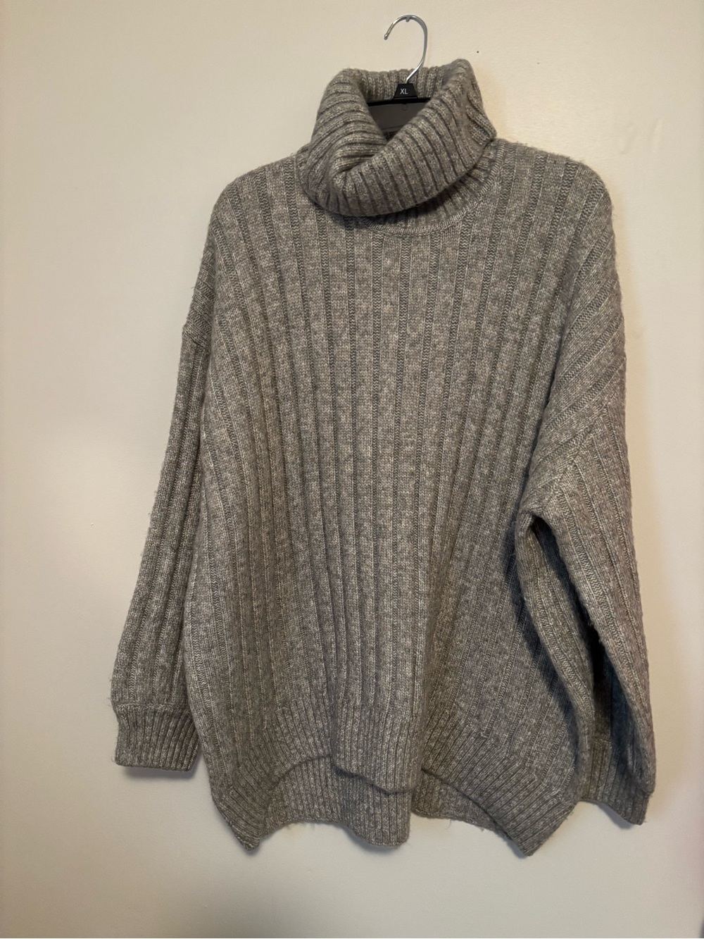Falls Creek Heather Gray Ribbed Cowl Turtleneck Sweater